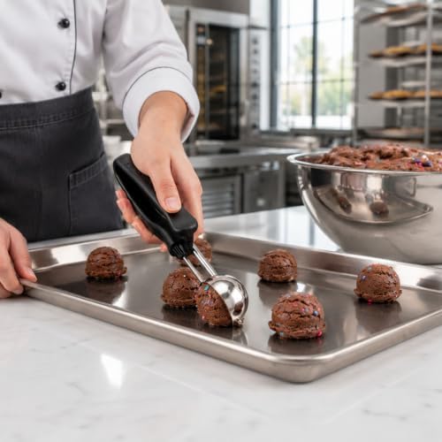 Restaurantware Ice Cream Scoop 1 Case 1.1 oz Stainless Steel Portioner Commercial Kitchen Tool Comfortable Grip Dishwasher-Safe Ambidextrous Handle