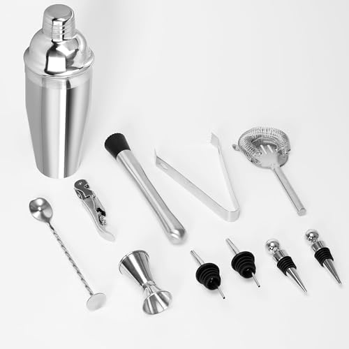 Bartender Kit, 11pcs Cocktail Shaker Set with Bartender Travel Carrying Bag