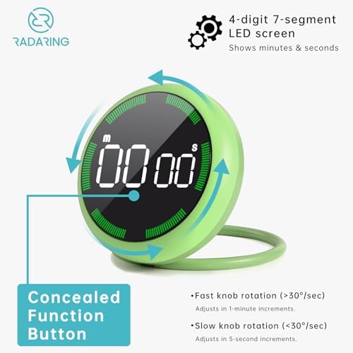Emerald Quick Que Kitchen Timers, Visual timers Large LED Display Magnetic Countdown Countup Timer for Classroom Cooking Fitness Baking Studying Teaching, Easy for Kids and Seniors (Emerald)