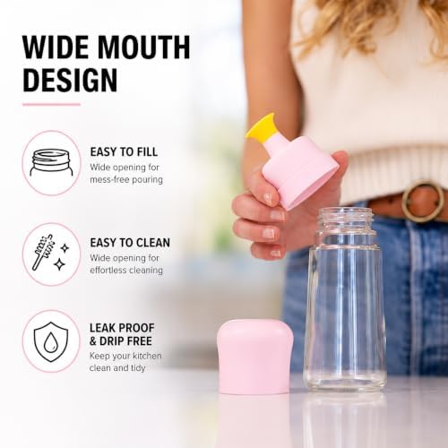 Zuutii Glass Oil Dispenser Bottles for Kitchen, No-Drip, 10.1 Fl Oz, 2 Pack