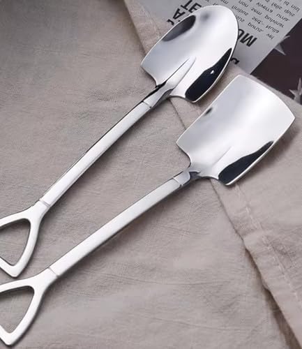 2 Pack Personalized Spoons, 6-Inch Engraved Ice Cream Spoon, Custom Stainless Steel Coffee, Dessert, and Fruit Shovel Spoons with Name, Ideal for Anniversaries, Weddings, and Gifts (Silver)