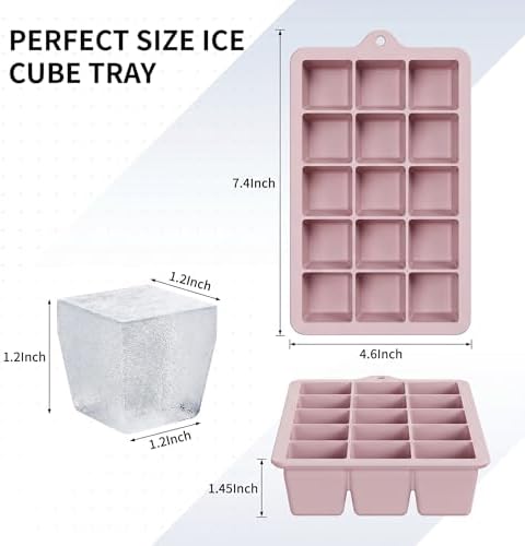 Silicone Ice Cube Tray 3 Pack, HANCELANT Ice Cube Mold, Ice Trays for Freezer with Lid for Whiskey, Cocktail, Drinks and Food, Freezer, BPA Free, Easy Release