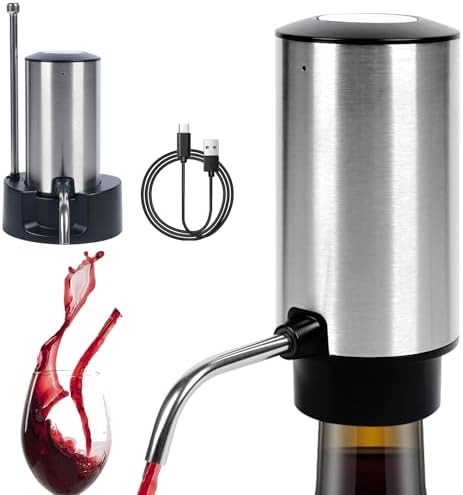 Electric Wine Aerator Pourer Automatic Wine Dispenser Pump with Retractable Tube for One-Touch Instant Oxidation Smart Wine Aerator Decanter for Travel/Home