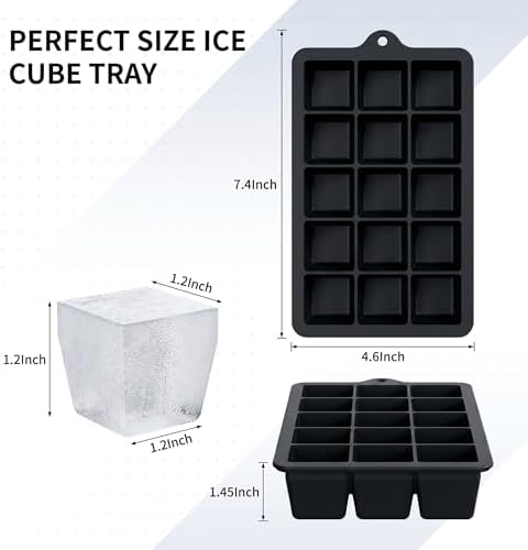 Silicone Ice Cube Tray 2 Pack, HANCELANT Ice Cube Mold, Ice Trays for Freezer with Lid for Whiskey, Cocktail, Drinks and Food, Freezer, BPA Free, Easy Release