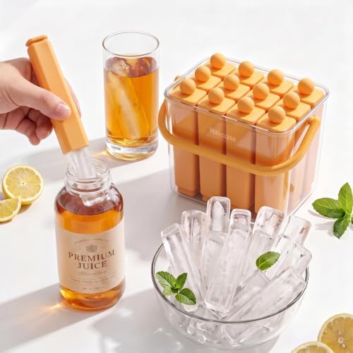 12 Individual Lidded Silicone Ice Cube Trays, Easy Release