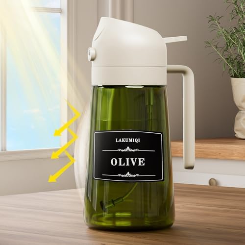 Oliver Oil Sprayer Dispenser for Cooking Bottle 16oz Green Glass BlackWhite