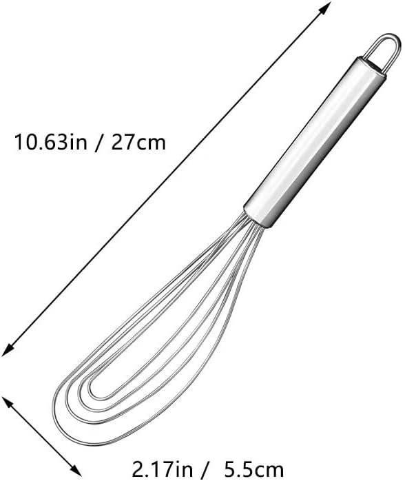 10.63" Stainless Steel Flat Whisk,Egg Beater for Blending,Whisking,Beating,or Stirring for Home and Kitchen
