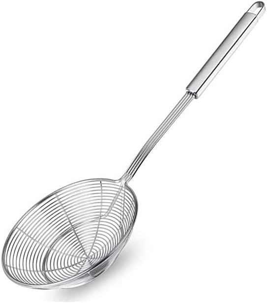 5.4 Inches Solid Stainless Steel Spider Strainer, Oil Skimmer, Kitchen Skimmer with Handle for Deep Frying, Wire Strainer for French Fries, Donuts, & Pasta by Lilly Labellum