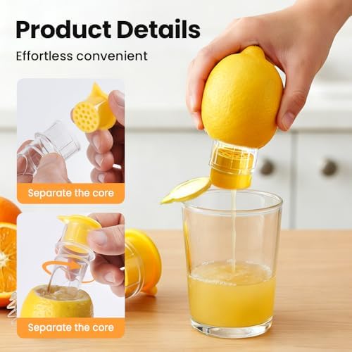 Screw Top Lemon Squeezer, 2026 New Hand Juicer Squeezer, Portable Manual Juicer for Travel, Multifunctional Fruit Juicers for Home Use (2pcs, Yellow+Green)