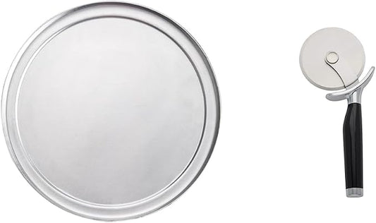American METALCRAFT, Inc. TP14 Wide-Rim Pan & KitchenAid Classic Pizza Wheel, 9-Inch, Black