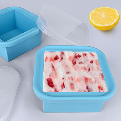Soup Freezer Tray Silicone Freezer Tray with Lid - Easy Release Molds Containers for Food Storage & Freeze Soup, Broth, Stew or Sauce (1-Hole 4 Pack Thin)