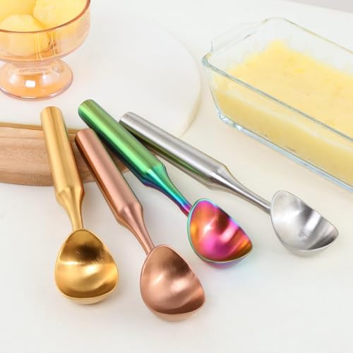 Ice Cream Scoop - Heavy Duty Stainless Steel Icecream Scooper, 9 inches Nonstick Anti-Freeze Ice Cream Scooper for Gelato, Sorbet, Cookie Dough, Melon, Sundae - Dishwasher Safe (Rainbow)