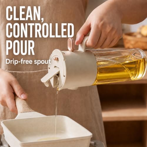 19.6Oz Olive Oil Sprayer for Cooking, 2-in-1 Pour & Spray Bottle