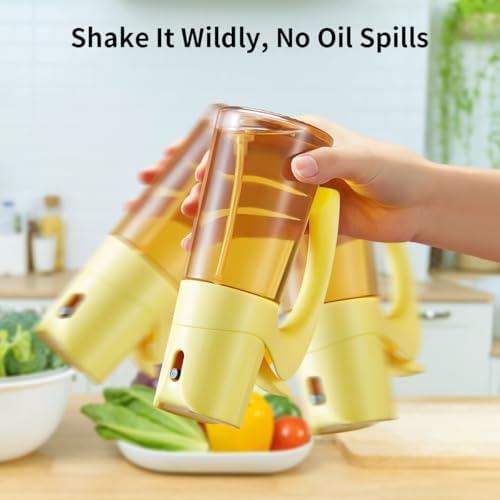 Glass Oil Dispenser and Oil Sprayer for Kitchen Cooking, Olive Oil Dispensing Sprayer Pour Set, 10oz/300ml olive oil spray bottle, 20oz/580ml Oil Dispenser Bottle with Auto Flip Cap for Salad, BBQ