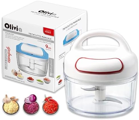 IPEA Manual Multifunctional Onion Chopper - Stainless Steel Blades + Handle - Mini Vegetable Cutter for Cutting and Chopping Garlic, Onions, Vegetables, Herbs