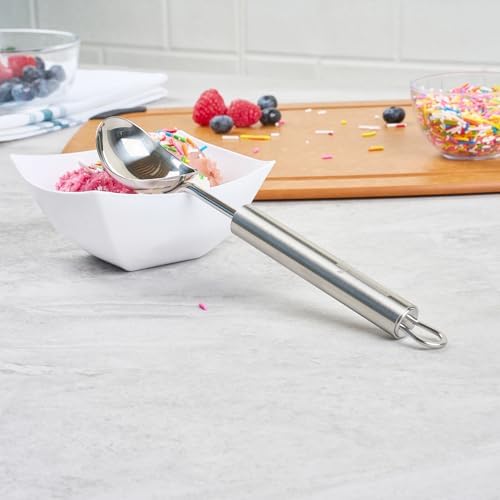 Restaurantware Stainless Steel Ice Cream Scoop - German Standard Heavy Duty Ice Cream Scooper with Ergonomic Handle, Dishwasher-Safe - Kitchen Scoop For Gelato, Sorbet, Melon