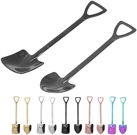 2Pcs 6 Inch Stainless Steel Shovel Spoons,Ergonomic Handle Ice Cream Scoop for Dessert Fruit Yogurt, Mini Kitchen Tableware Tools for Home Restaurant(#5)