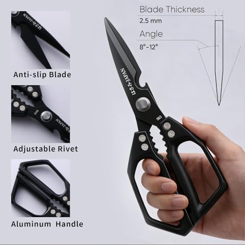 Kitchen Scissors for Food Seafood, BBQ Meat Scissor Heavy Duty, Heavy Duty Poultry Shears All Purpose Kitchen Shear for Food Japan, Cooking Scissors Cutting Bone Chicken Shears, Gift for Men Women