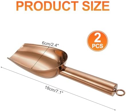 uxcell 2pcs Metal Ice Scoop,7.1 inch Stainless Steel Ice Scooper for Kitchen Party Bar Wedding Use, Rose Gold
