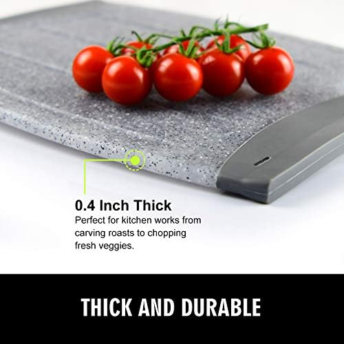 16" Extra Large Plastic Cutting Board with Multiple Juice Grooves (Grey)