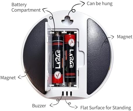 Magnetic Visual Kitchen Timer, 60-Min Flash & Sound Alarm, White
