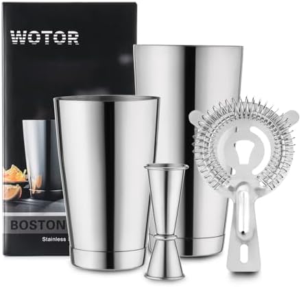 WOTOR Boston Cocktail Shaker Set, 18 oz & 28 oz, Stainless Steel (Silver)
