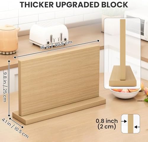THMINS Wooden Magnetic Knife Holder, 16 x 9 Inch Countertop Knife Block