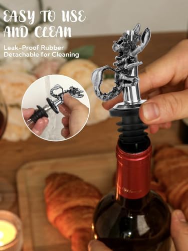 Wine Pourer & Bottle Stopper, Drip-Free Aerator Spout Fits Standard Wine/Liquor Bottles, Zinc-Alloy Bar Accessory with Secure Silicone Cork, No-Spill Wine Dispenser (Scorpion)