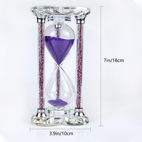 60 Minutes Sand Timers,Heart Shaped Crystal Hourglass, Sand Clock with Gift Box (Purple)
