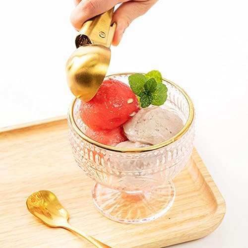 Ice Cream Scooper Stainless Steel, Cookie Scoopwith Trigger Heavy Duty Metal Icecream Scoop,Cookie Scoop Large Size Perfect For Frozen Yogurt, Gelatos, Sundaes,gold ice cream scoop (gold 2 Pack)