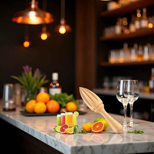 Wooden Citrus Reamer,Handheld Hand Citrus Lemon Juicer,Portable Fruit Squeezer,Kitchen Juicing Tool,Manual Orange Lemon Juice Reamer for Daily Home Bar Cafe Restaurant Use (Pack of 2)