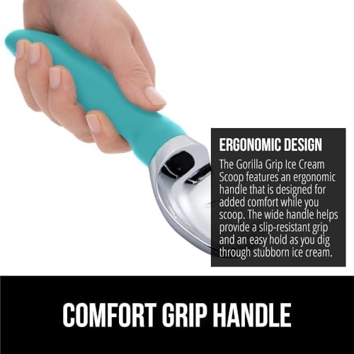 GORILLA GRIP® Heavy Duty Ice Cream Scoop, Professional Scooper, Turquoise