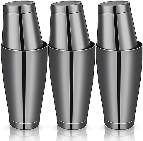 Sabary 6 Pcs Shakers Bartending Boston Cocktail Shaker, Black
