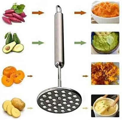 Stainless Steel Potato mashers Whisker, Hand Tool Stainless Steel Mini Kitchen Whisk with Pav Bhaji Masher Best Kitchen Tool Combo for Your Home (Whisk 25CM and Masher 20CM)