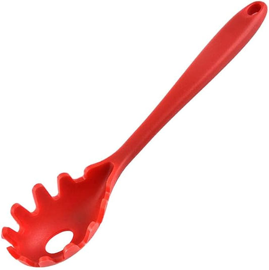 Silicone Pasta Fork, Spaghetti Server Tongs, Noodles Spoon, Eco Friendly and BPA Free - Red 1, 28.5x5.5x3.5cm