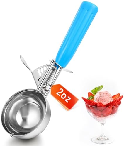 Reallnaive 1 Pcs Ice Cream Scooper with Trigger, 2 oz, Blue