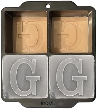 Monogrammed Ice Cubes Mold with Lid, 2 inch Whiskey Ice Cube Tray, Personalized Initials Silicone Cocktail Ice Cube Mold, Wedding Monogram, Thank You Gift, Gifts for Dad (Letter G)