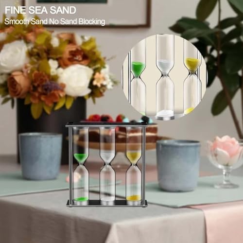 Tea Timer 3-4-5 Minute, Metal Frame Hourglass Timer, Color Hour Glass Sand Clock, Small Sand Timer Decoration, Stainless Steel Reloj De Arena, Mini Trio Tea Sand Watch XTG