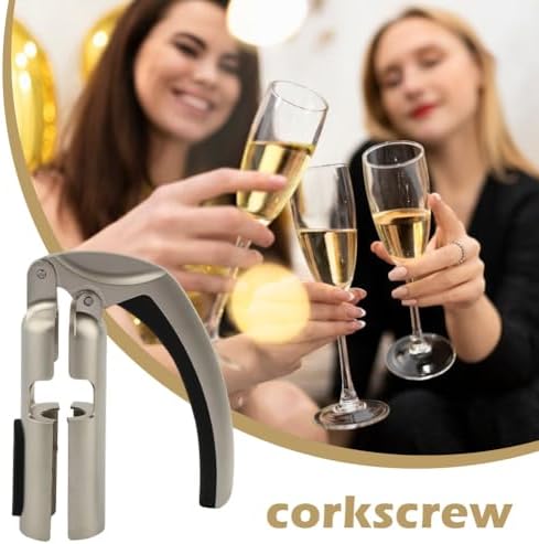 Champagne Bottle Opener,Zinc Alloy Sparkling Wine Cork Puller with Non-Slip Handle and Easy Lever Action Multifunctional Bottle Opener Best Gift for Wine Lovers(COLOR:A)