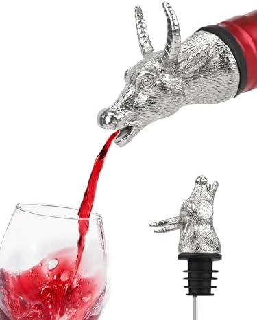 Wine Pourer for Wine Bottles, Stainless Steel Animal Bar Liquor Bottle Pourer Liquor Pour Spout for Liquor Bottles, Speed Pourer Wine Areator Spout Bottle Pourer for Alcohol (Bull)