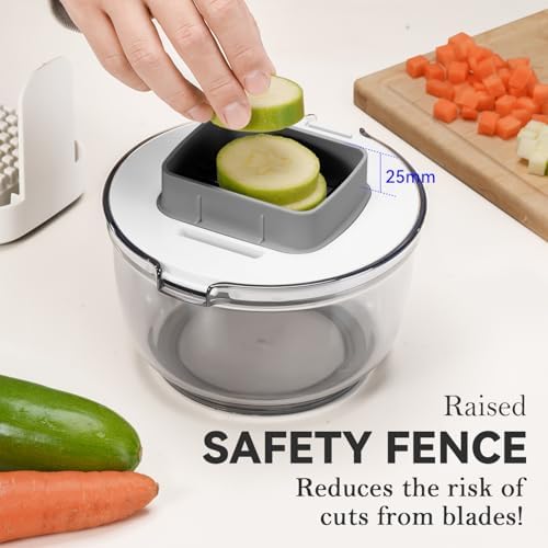 Vegetable Chopper Bowel Multi-functional 3 Interchangeable Blades Onion Chopper French Fry Cutter Veggie Dicer for Cucumber, Tomato, Zucchini, Carrot, Citrus