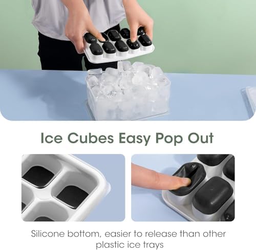 DOQAUS Ice Cube Tray with Lid and Bin,4 Pack Ice Cube Trays for Freezer