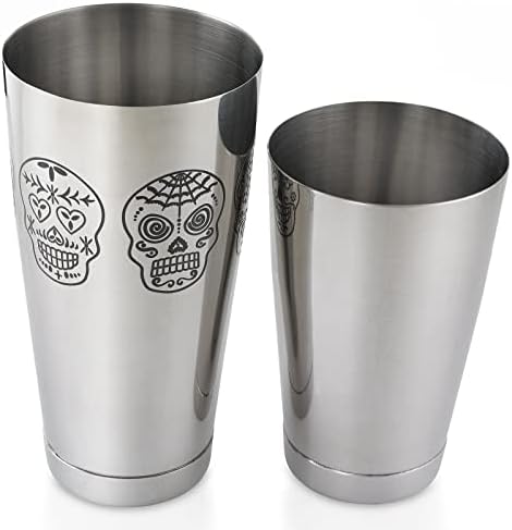 Barfly Skull Cocktail Shaker Tin Set (18 oz and 28 oz),Stainless Steel, Skull,M37009SKU