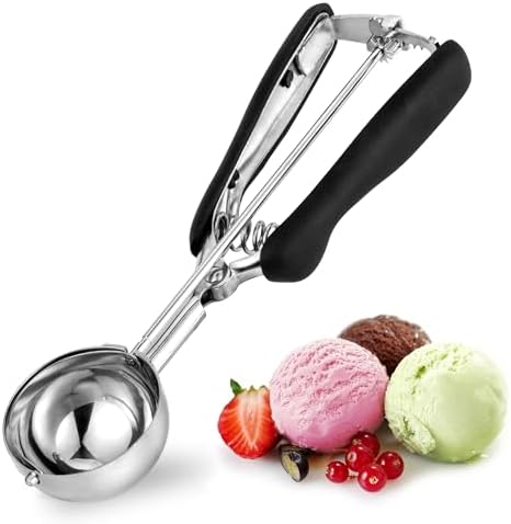 Large Cookie Scoop 3 Tbsp, Professional Stainless Steel Ice Cream Scoop 50mm, Cupcake Scoop Muffin Scoop for Baking, Good Soft Grips, Quick Trigger Release, 45ml (3 Tablespoon)