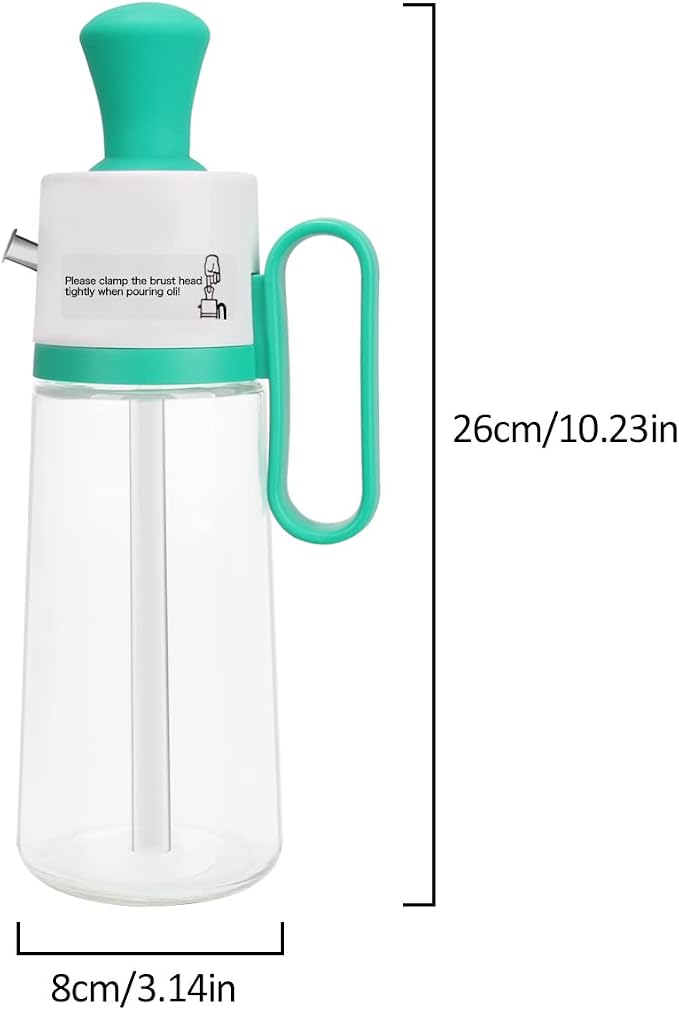 Oil Dispenser Bottle with Silicone Brush, 2 in 1 Dropper Measuring Glass Oil Bottle for Kitchen BBQ Grill Baking Air Fryer Oven (Green)