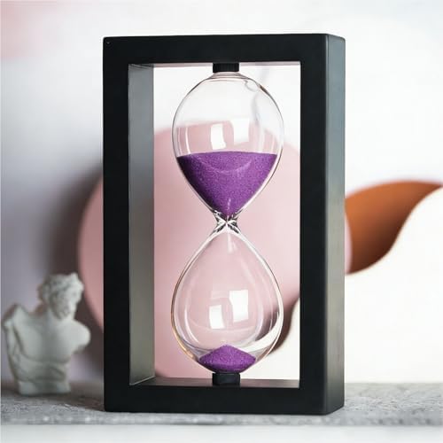 SAMLONG Hourglass 60 Minute Decorative Sand Timer, Wooden Purple Sand Clock