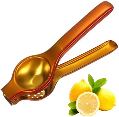 uxcell Metal Lemon Squeezer, Stainless Steel Citrus Fruit Juicer Handheld Lemon Juicer Squeezer Manual Press Professional Hand Kitchen Tool for Lemon Citrus Juicing, Brown