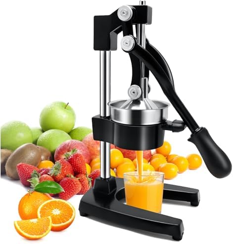 Manual Juicer Press, Hand Press Juicer Machine, Heavy Duty Manual Orange Juicer, Professional Manual Juicers Hand Press for Orange Juicer, Citrus Juicer and Lemon Juice by KAKO, middle-sized, black