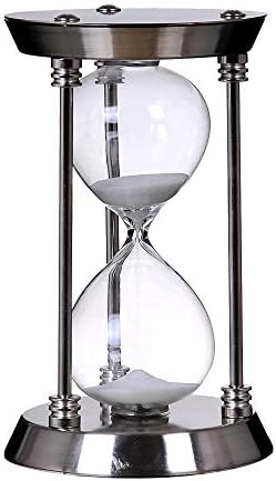 30 Minute Metal Hourglass Decorative White Sand Timer, Silver