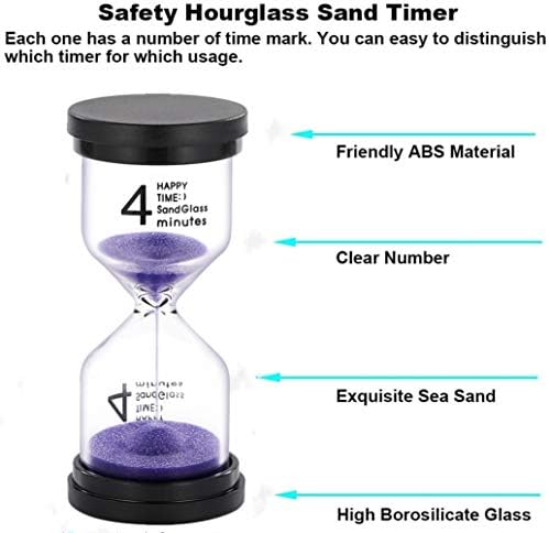 SuLiao Hourglass 4 Minute Sand Timer: Colorful Small Purple Sand Clock 4 Min, Plastic Hour Glass Sandglass for Kids, Games, Classroom, Kitchen, Decoration